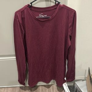 A long sleeved shirt great for under scrubs – wine colored